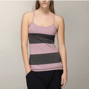 Lululemon Power Y Tank Luon Bold Stripe Mauvelous Heathered Black Mauvelous 6